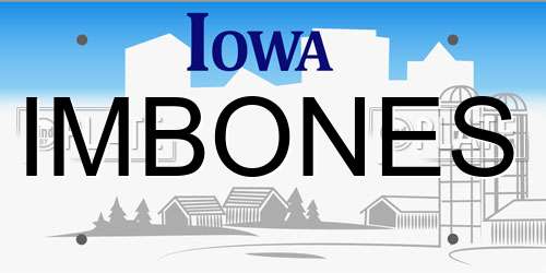IMBONES Iowa License Plate