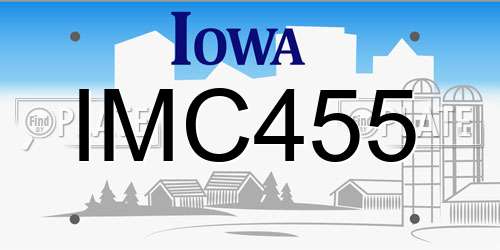 IMC455 Iowa License Plate