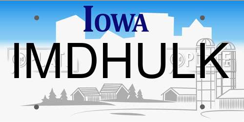 IMDHULK Iowa License Plate