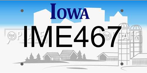 IME467 Iowa License Plate
