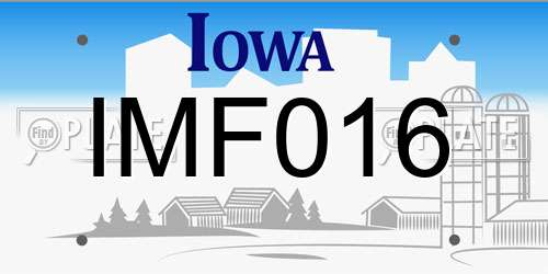 IMF016 Iowa License Plate