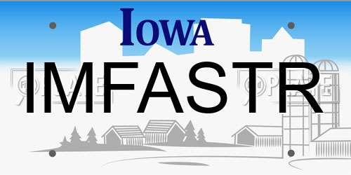 IMFASTR Iowa License Plate