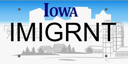IMIGRNT Iowa License Plate