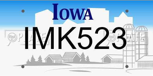 IMK523 Iowa License Plate