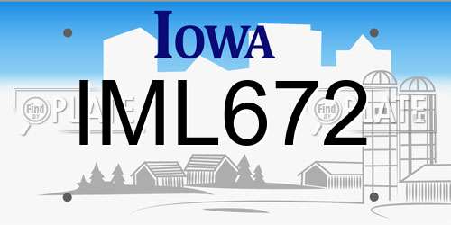 IML672 Iowa License Plate