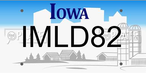 IMLD82 Iowa License Plate