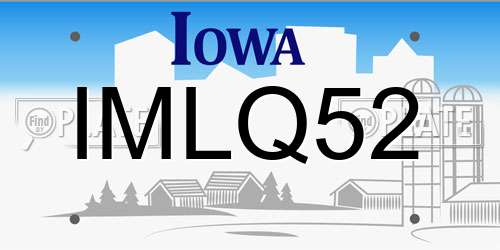 IMLQ52 Iowa License Plate
