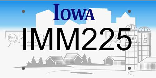 IMM225 Iowa License Plate