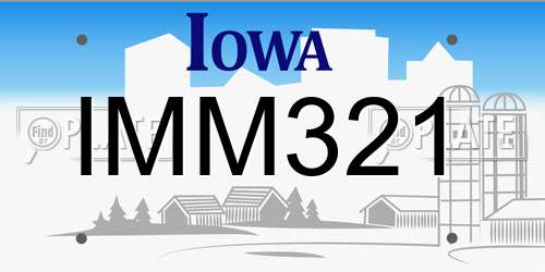 IMM321 Iowa License Plate