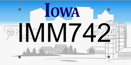 IMM742 Iowa License Plate