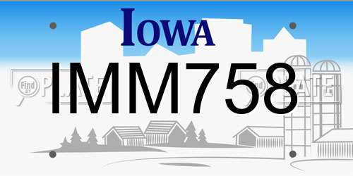 IMM758 Iowa License Plate