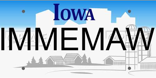 IMMEMAW Iowa License Plate