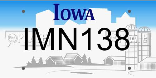 IMN138 Iowa License Plate