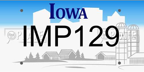 IMP129 Iowa License Plate