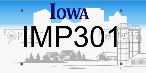 IMP301 Iowa License Plate