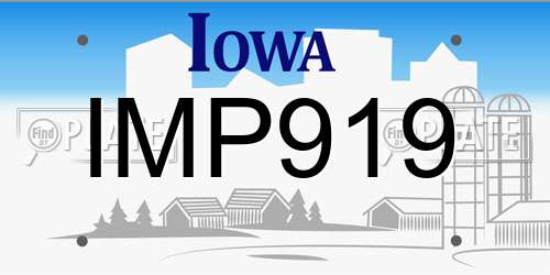 IMP919 Iowa License Plate