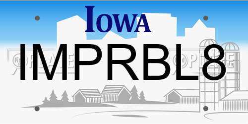 IMPRBL8 Iowa License Plate