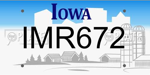IMR672 Iowa License Plate