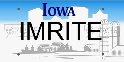 IMRITE Iowa License Plate
