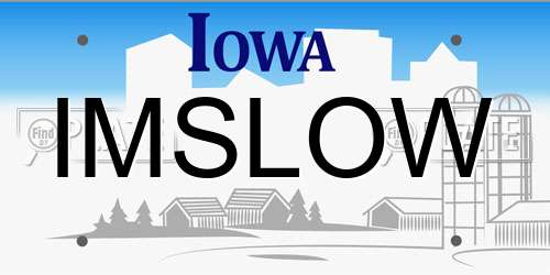 IMSLOW Iowa License Plate