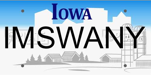 IMSWANY Iowa License Plate