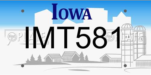 IMT581 Iowa License Plate