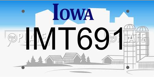 IMT691 Iowa License Plate