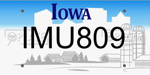 IMU809 Iowa License Plate