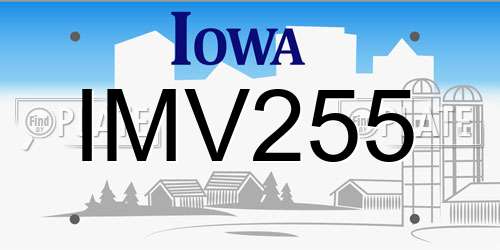 IMV255 Iowa License Plate