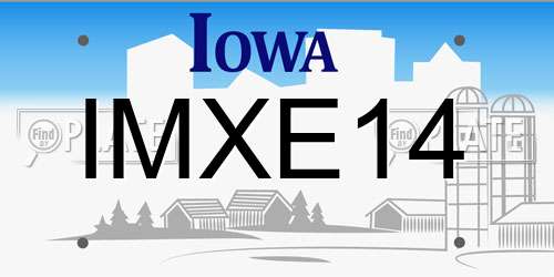 IMXE14 Iowa License Plate
