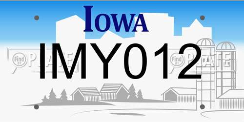 IMY012 Iowa License Plate