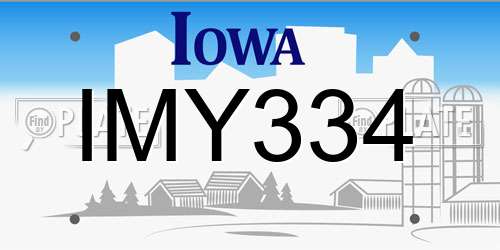 IMY334 Iowa License Plate