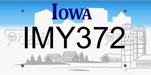 IMY372 Iowa License Plate