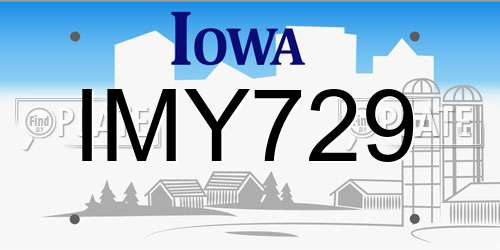 IMY729 Iowa License Plate