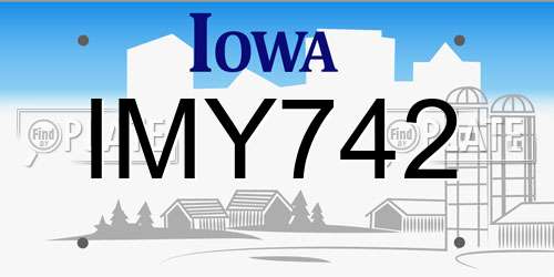 IMY742 Iowa License Plate