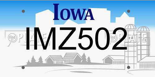IMZ502 Iowa License Plate