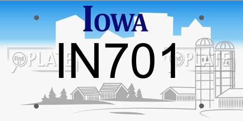 IN701 Iowa License Plate
