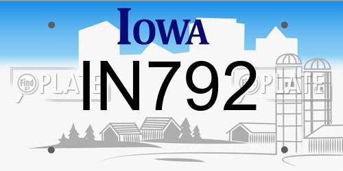 IN792 Iowa License Plate