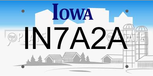 IN7A2A Iowa License Plate