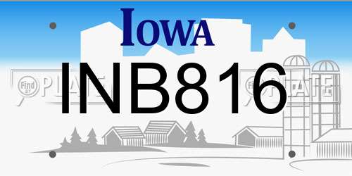 INB816 Iowa License Plate