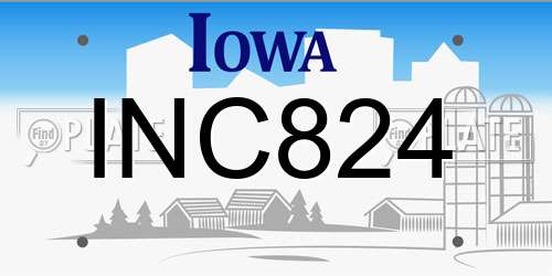 INC824 Iowa License Plate