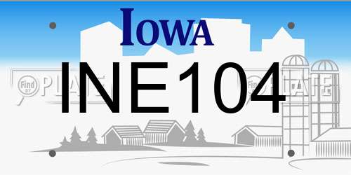 INE104 Iowa License Plate