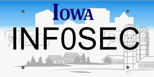 INF0SEC Iowa License Plate