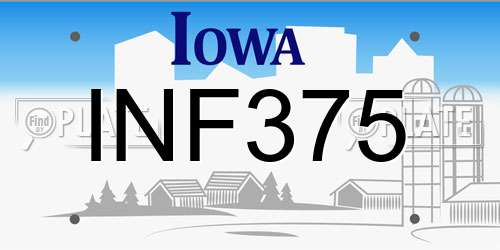 INF375 Iowa License Plate