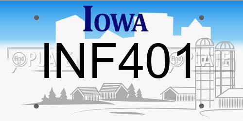 INF401 Iowa License Plate