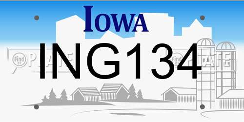 ING134 Iowa License Plate