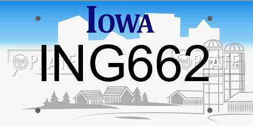 ING662 Iowa License Plate