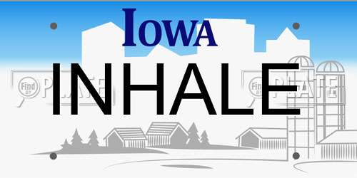 INHALE Iowa License Plate