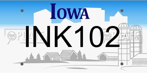 INK102 Iowa License Plate