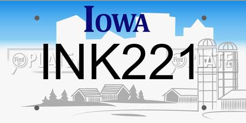 INK221 Iowa License Plate
